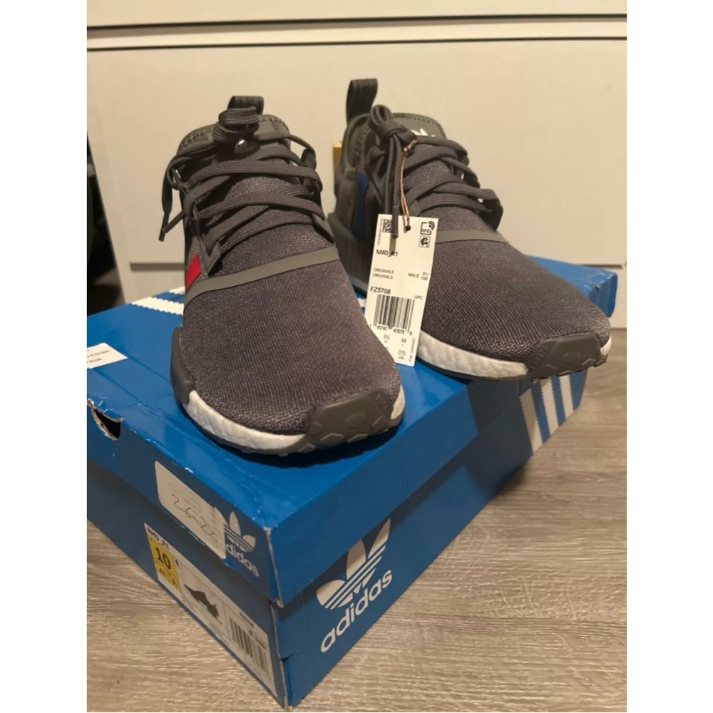 Mens Adidas NMD Grey Scarlet Blue Size 10! - Picture 2 of 11